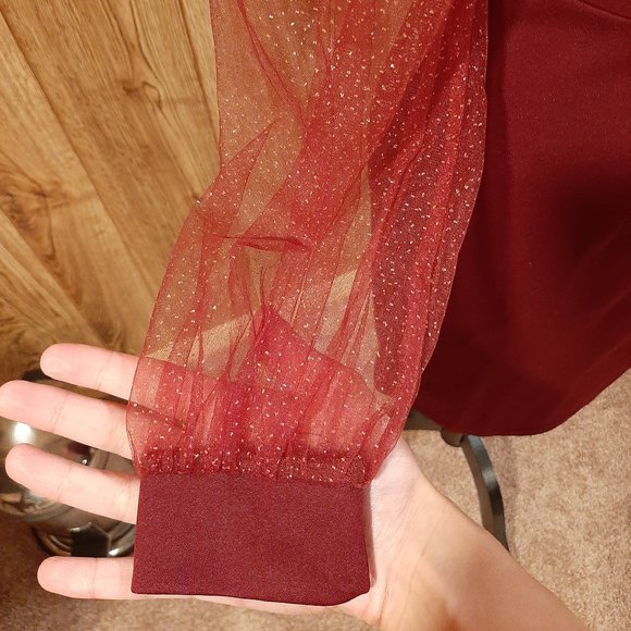 NWT Jasambac/Elensa Maroon Sparkly Evening Dress (Small) - Picture 4 of 11